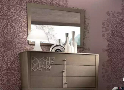 Dresser Mirror New Luxury Complete Bedroom Set Sideboard Brown 2-piece